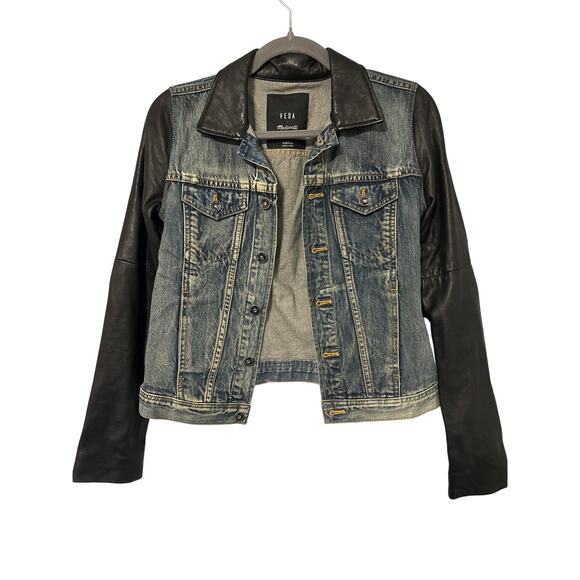 Veda X Madewell Jackets & Blazers - Madewell x Veda Women's Leather and Denim Biker Jacket Size XSmall